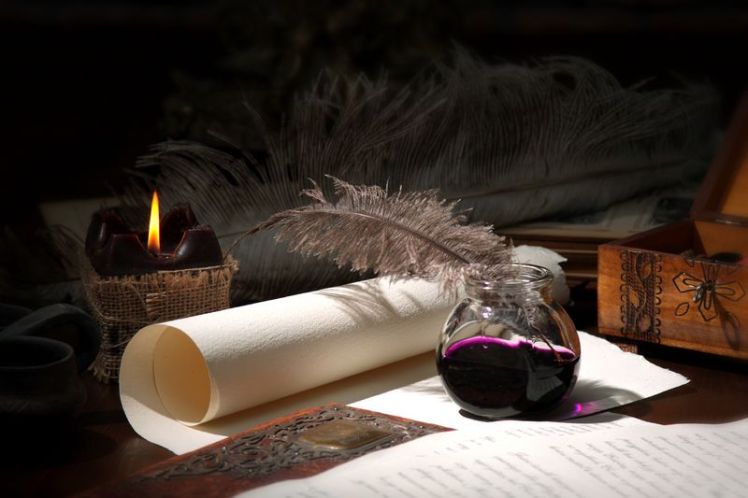 Quill-paper-ink